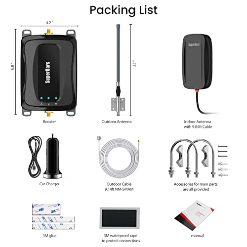 Vehicle Cell Phone Signal Booster For Rv Trucks Suvs Boost 4G & 5G Lte For All Us Carriers- At&T T-Mobile & More, Band 2/4/5/12/13/17/25 Cell Booster For Car, Magnetic Roof Antenna, App & Fcc Approve #TOP5