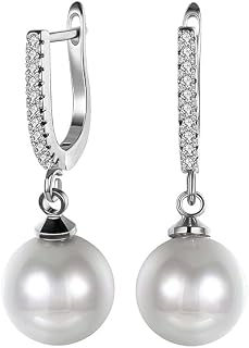 SIVYAA Classic Pearl Drop Dangle Hoop Earrings Set | Pure 925 Sterling Silver | High Lustre Pearl | Gift Item for Women Gi... Price In India