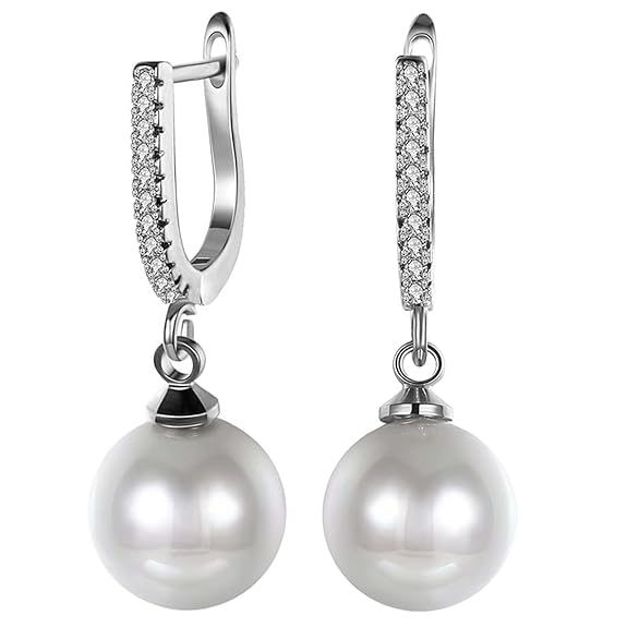 SIVYAA Classic Pearl Drop Dangle Hoop Earrings Set | Pure 925 Sterling Silver | High Lustre Pearl | Gift Item for Women Gi... - Review, Price and Buying Guide