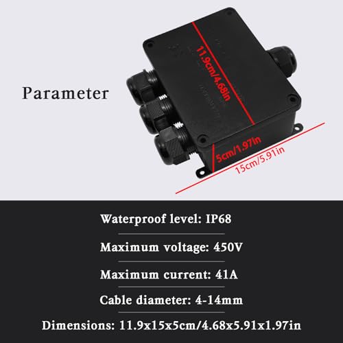 Xpieoyrm Abzweigodse IP68 Verteilerdose Wasserdichte Kabelverbinder,4 Wege Verteilerdose Außen,Elektrischer Außenverteilerdose,Erdkabel Klemmdose Verbindungsdose für 4mm-14mm Kabeldurchmesser Schwarz