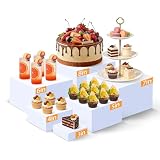 【6 piezas de elevadores para bufé】 Este elevadores de buffet de autoservicio incluye bandejas de 7,62 × 7,62 × 2,54 cm / 3 × 3 × 1 pulgadas, 10,16 × 10,16 × 5,08 cm / 4 × 4 × 2 pulgadas, 12,7 × 12,7 × 7,62 cm / 5 × 5 × 3 pulgadas, 15,24 × 15,24 × 10,16 cm / 6 × 6 × 4 pulgadas, 17,78 × 17,78 × 12,7 cm / 7 × 7 × 5 pulgadas y 20,32 × 20,32 × 15,24 cm / 8 × 8 × 6 pulgadas. Puede combinarlos libremente según los requisitos de presentación de diferentes alimentos, como postres y frutas, creando sin esfuerzo un efecto de capas.