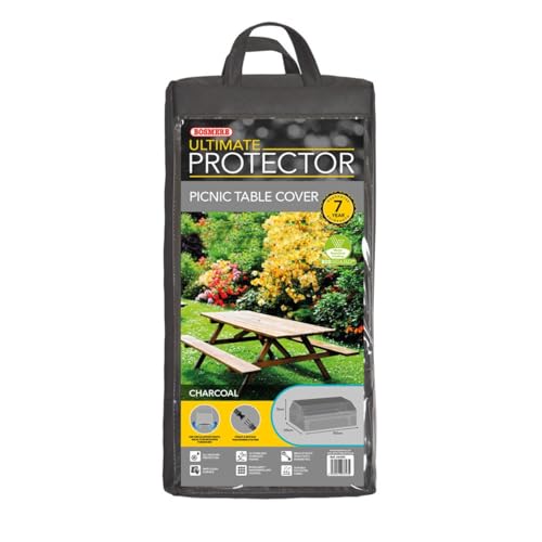Image of Bosmere Ultimate Protector Picnic Table Cover 8 Seat Charcoal U630C
