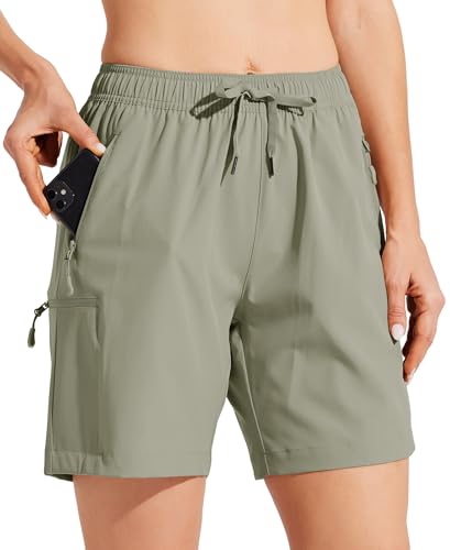 Willit Women's Shorts Hiking Cargo Quick Dry Golf Active Athletic Shorts Lightweight Summer Shorts with Pockets 7" Sage Green XS