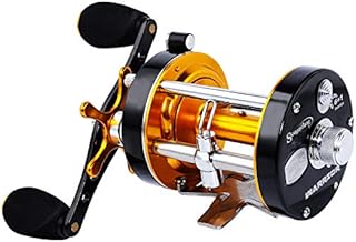 Sougayilang Fishing reels Round Baitcasting Reel - Conventional Reel - Reinforced Metal Body & Supreme Star Drag-Right Hand-Golden-Black-Warrior 4000