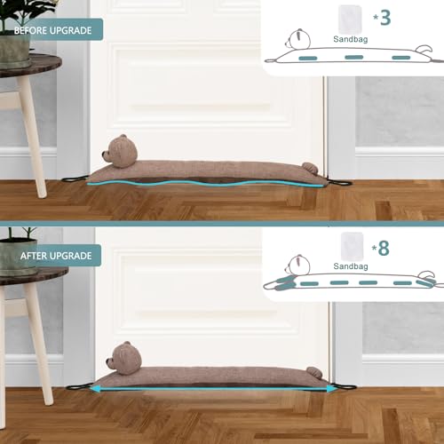 Image of Marwood Under Door Draft Stopper Decorative Wind Stopper 42 inch for Door & Window, Weighted Animal Air Draft Stopper Snake Noise Blocker for Bottom of Door with Hanging Loops - Bear