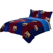 FCB FC Barcelona 3pcs Sherpa Set Queen Size, Blanket Set with 2 Pillow Shams