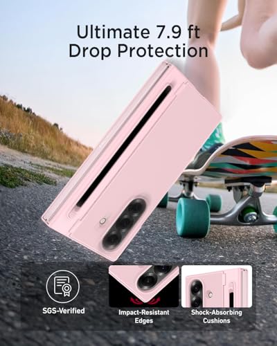Protection Antichoc Samsung Z Fold 5 Rose Rigide Slim avec Béquille Support