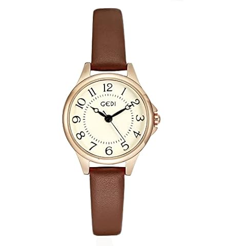 TOOCAT Women Wrist Watch Mini Ultra-Thin Elegant Simple Quartz Watches with Leather Strap 30M Waterproof Analog Watches for Females Students Ladies (Brown) Cover