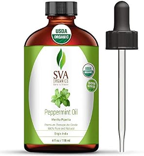 SVA Organics Peppermint Essential Oil Organic 4 Oz USDA 100% Pure Natural Premium