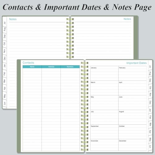2025-2026 Planner - Academic Planner 2025-2026 from July 2025 - June 2026, Weekly & Monthly Planner Spiral Bound with 12 Monthly Tabs, Inner Pocket, 6.4" x 8.5", Green - Thumbnail 6