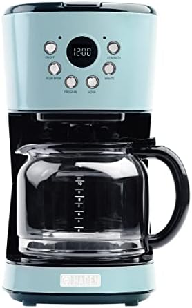 HADEN 75032 Heritage Innovative 12 Cup Capacity Programmable Vintage Retro Home Countertop Coffee Maker Machine with Glass Carafe (12 Cup, Turquoise)