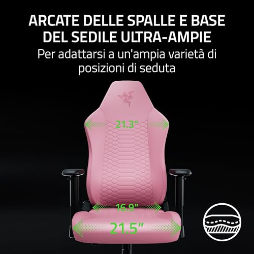 Iskur V2 X NewGen - Sedia ergonomica da gaming con comfort traspirante - Pelle EPU 2a generazione con tecnologia CoolTouch - Supporto lombare incorporato - Arcate delle spalle e base | Quartz - Sedia gaming - Immagine 5