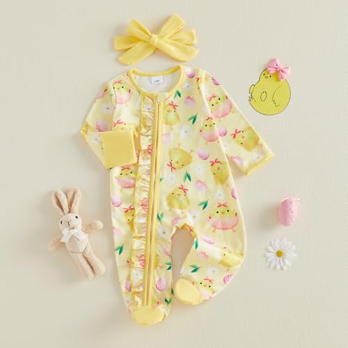 Image of Kuriozud Newborn Infant Unisex Baby Boy Girl Button Solid Romper Bodysuit One Piece Jumpsuit Outfits Clothes | Newborn Baby Girl Sleeper for Daily, Brithday, Halloween, Christmas, New Years, Valentines, St. Patrick's Day, Easter 0-9M