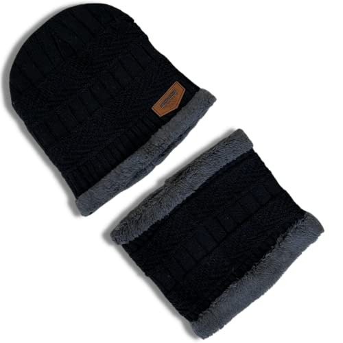Toca Gorro Inverno E Gola Forrados Touca Com Cachecol Frio (PRETA)