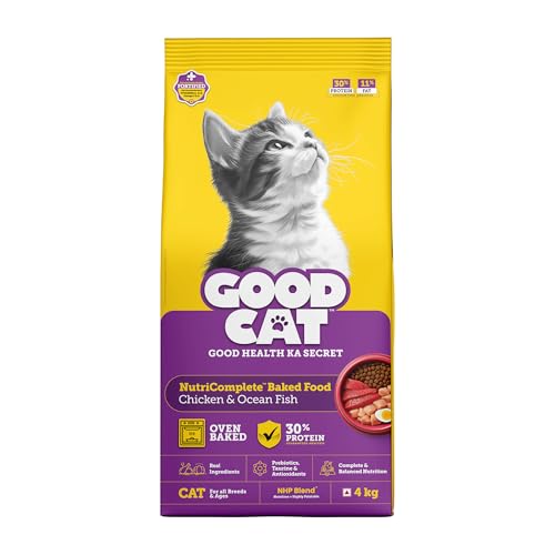 Image of Good Cat Baked Dry Cat Food for Adult Cats & Kittens | Tuna, Salmon, Mackerel & Anchovies | 4 Kg | High Protein Complete Nutrition for Cats | Taurine Enriched | Supports Digestion, Skin & Coat Health