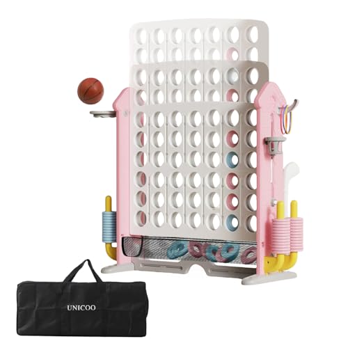 UNICOO Giant 4 in A Row Game Carry Bag, Basketball Hoop,