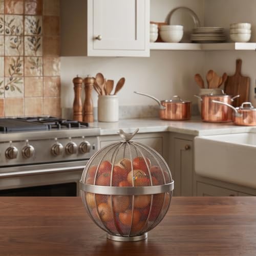 Image of Premium Fruit Basket for Kitchen, Dining Table | Trending Bird Design Fruit Basket with Lid | Decorative Bulbul Basket for Fruits, Vegetables and Snacks - Silver