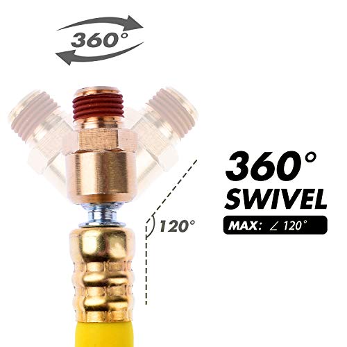 Wynnsky Hybrid Lead In Air Hose 3/8" X 30"(1/4 In. Mnpt Ball Swivel X 1/4 In. Fnpt Ends) 300 Psi Max Working Pressure, Heavy Duty Air Compressor Hose #TOP2