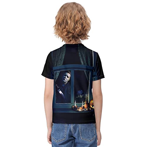 ZHANGXM T-Shirt Summer 3D Print Shirt Halloween Michael Myers Shirt Kids Children T Shirt for Boy Girl Print Shirt Tops 7-9Y?120cm?4