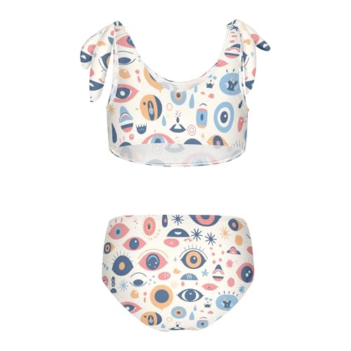 KLL Abstract Evil Eye White Girls' Two Piece Bikini Set Quick-Dry Bathing Suit Swimwear Adjustable Strap2