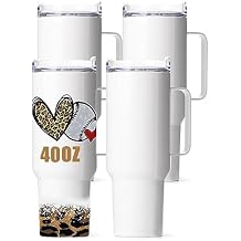 OFFNOVA 40oz Sublimation Tumblers with Handle, Stainless Steel Coffee Tumbler Blank, Double Wall Vacuum Sublimation Travel Cups for Heat Press Printing