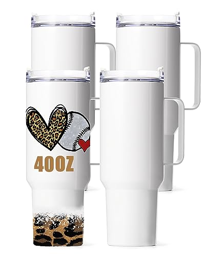 OFFNOVA 40oz Sublimation Tumblers with Handle, Stainless Steel Coffee Tumbler Blank, Double Wall Vacuum Sublimation Travel Cups for Heat Press Printing