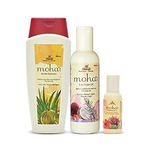 moha: Hair Essentials Kit Includes Herbal Shampoo 100ml, 5 in 1 Hair Oil 200ml, & Hair Serum 100ml | Complete Hair Care Range For Healthy & Soft Hair | Unisex Product