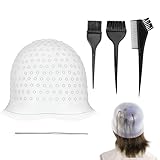 Professional Highlighting Kit 1 Pcs Highlighting Cap with Needle and 3 Hair Coloring Brushes Silicone Highlight Cap Reusable Hair Highlighting Kit for Salon Silicone Hairdressing Tools for Women Men