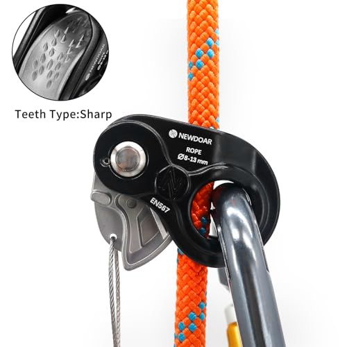 Image of NewDoar Rope Ascender Lightweight Rope Clamp Ascender Riser Adjuster Fits 8-13mm Rope Self-Locking Grip for Rock Climbing,Hunting,Protection Rescue,Rappelling,Arborist,Gear Equipment