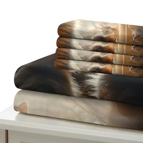 Housse de couette chatons mignons 3D imprimé microfibre lavable machine drap de couette double 200x200 - 7