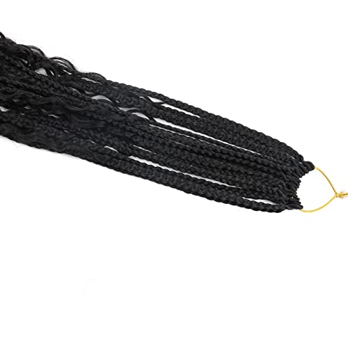 Lmzim 24 Inch 8 Packs Boho Box Braids Crochet Hair Bohemian Crochet Box Braids With Curly Ends Goddess Box Braids Synthetic Crochet Hair For Black Women (24Inch, 1B) #TOP3