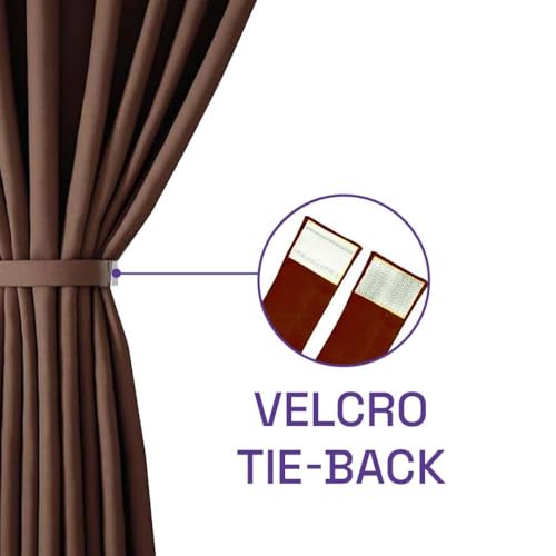 Image of Wakefit Solid Blackout Window Curtains 5 Feet | Set of 2 | Upto 98% Room Darkening Faux Silk Drapes | Thermal Insulated & Noise Reducing Curtains for Living Room & Home Dcor | Keoti Rust Brown