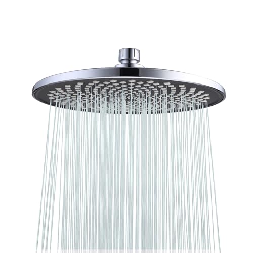 Rainfall Shower Head Fixed Showerhead 8.8-Inch Round Bathroom Rainhead Overhead Waterfall Shower Head with Adjustable Swivel Ball Joint | G1/2 Universal Fitting | ABS Chrome