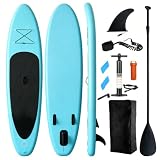 FERNVALE 10FT Inflatable Stand Up Paddle Board SUP Set, Durable 3-Layer PVC Surfboard with Pump, Paddle, Backpack & Accessories Kit, High Stability 270L SUP Paddle Board (Lake blue)
