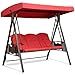 PURPLE LEAF Hollywoodschaukel Rot 3 Sitzer Metall Gartenschaukel Lounge Gartenliege Schaukelbank mit Verstellbares Sonnendach