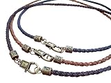 Antique Bronze and Premium Braided Leather Necklace with Lobster Claw Clasp - Genuine Leather Neckla