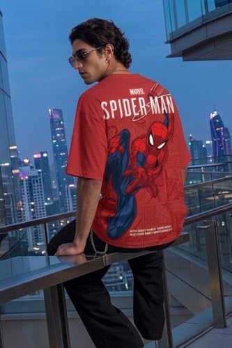 Image of Veirdo Men Spider-Man Printed Oversized T-Shirt