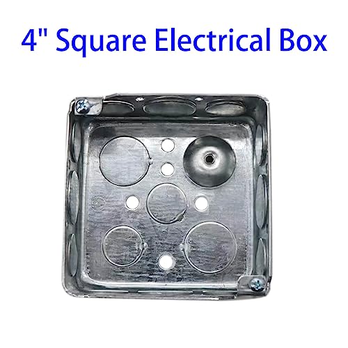 Qlvily 1 Pack 4" Square Electrical Box, 1-1/2'' Deep Metal Electrical Box, 21.0 Cu. In. Capacity, Electrical Junction Box, Galvanized #TOP2