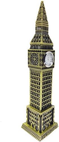 CRYSTAL CROWN Metallic Big Ben Tower Statue, British Clock Tower Sculpture Made of Metal, Big Ben Tower Ornament, British Souvenir Tower Statue, for Home Office Decore, Copper, 25 cm