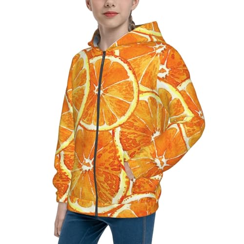 Riped Juicy Sliced Oranges3 Kids Pullover Hoodies Boys Zip Up Sweatshirts Girls Athletic Clothes with Pocket