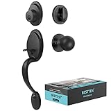 BESTTEN Front Door Handleset, Exterior Handle Adjusted from 6.34in(161mm) to 7.32in(185mm), Oval...
