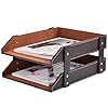Leather Desk Organizer2 Tier Stackable Letter Tray HolderOffice Supplies Desktop Storage Box for DocumentStationeryMagazinesNewspapersLetters and Other Home Office Paper SundriesCoffee