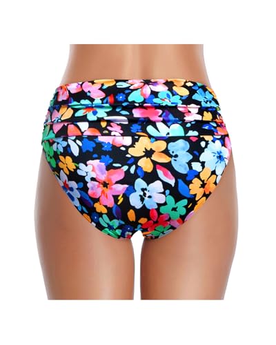 Image of Tempt Me Women's High Waisted Bikini Bottom Tummy Control Ruched Bathing Suit Swim Bottom