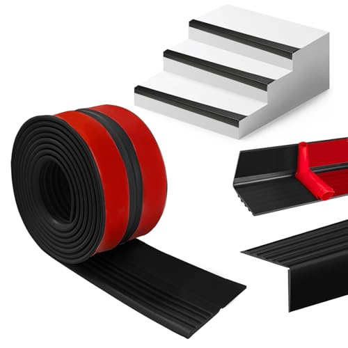 Hengrongshen Perfil de borde de escalera autoadhesivo, antideslizante, impermeable y antideslizante, protección para bordes de escaleras para exteriores e interiores (4 m)