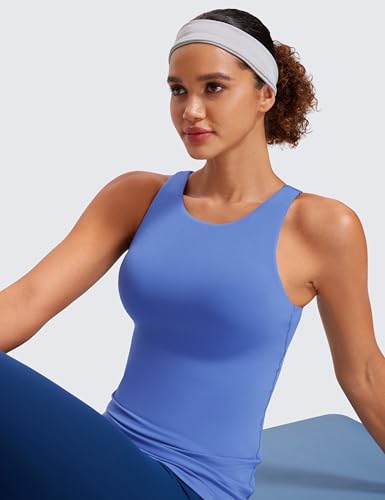 Image of CRZ YOGA Butterluxe High Crew Neck Tank Top | Light Support, Built in Bra, Removable Pads, Yoga, Extremely Soft, Racerback, for Women