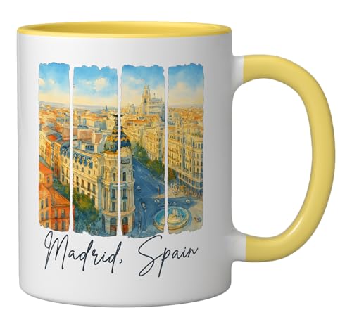 Taza de cerámica amarilla y blanca 11 oz miniatura 2