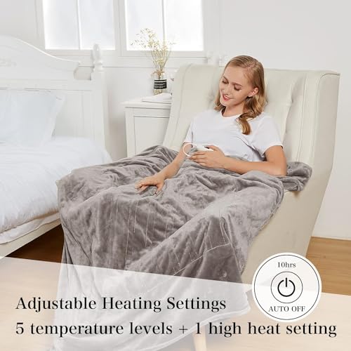 SELEPHANT Cobertor Aquecido King Size Com Controle Duplo, Cinza, 84