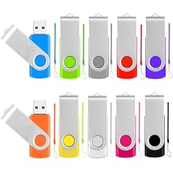 256MB USB Flash Drive Thumb Drives 10 Pack, Bulk USB Drives Memory Stick with Lanyards, Swivel Jump Drive Memoirs Zip Backup Pendrive for Computer, Data Storage and Transfer, Office Supplies