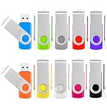 2GB Memory Stick 10 Pack Flash Drive, USB 2.0 Pen Drive USB Stick USB Storage Stick with LED light, Drive Thumb Drive with Keychain for Data Photo Video Files Backup in Office, 10 Colors