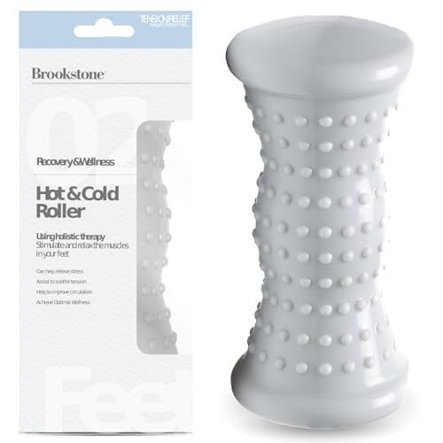 Brookstone Foot Roller Massager Plantar Fasciitis - Hot and Cold Foot Roller Massage for Tension Relief - Microwave & Freezer Safe - Relax The Muscles with Plantar Fasciitis Rollers (Gray)